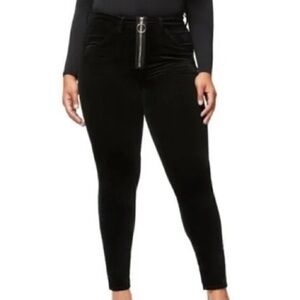Good American Exposed Zipper Good Leg Velvet Jeans